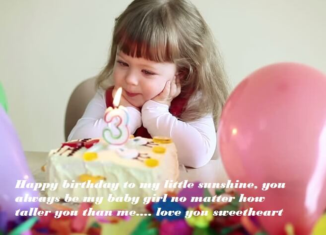 Cute Birthday Cake Wishes For Baby Girl