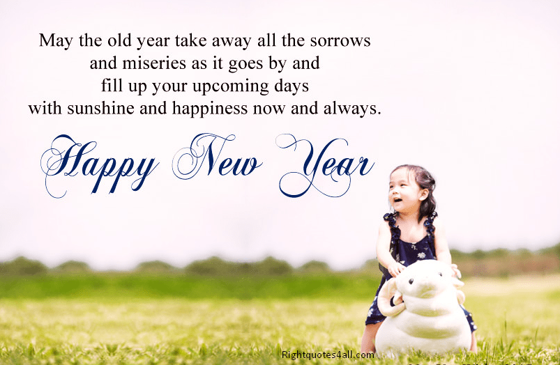 Cute Happy New Year Wishes in English with Cute Pie Girl