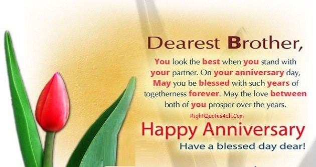 Wedding Anniversary Wishes For Brother From Sister